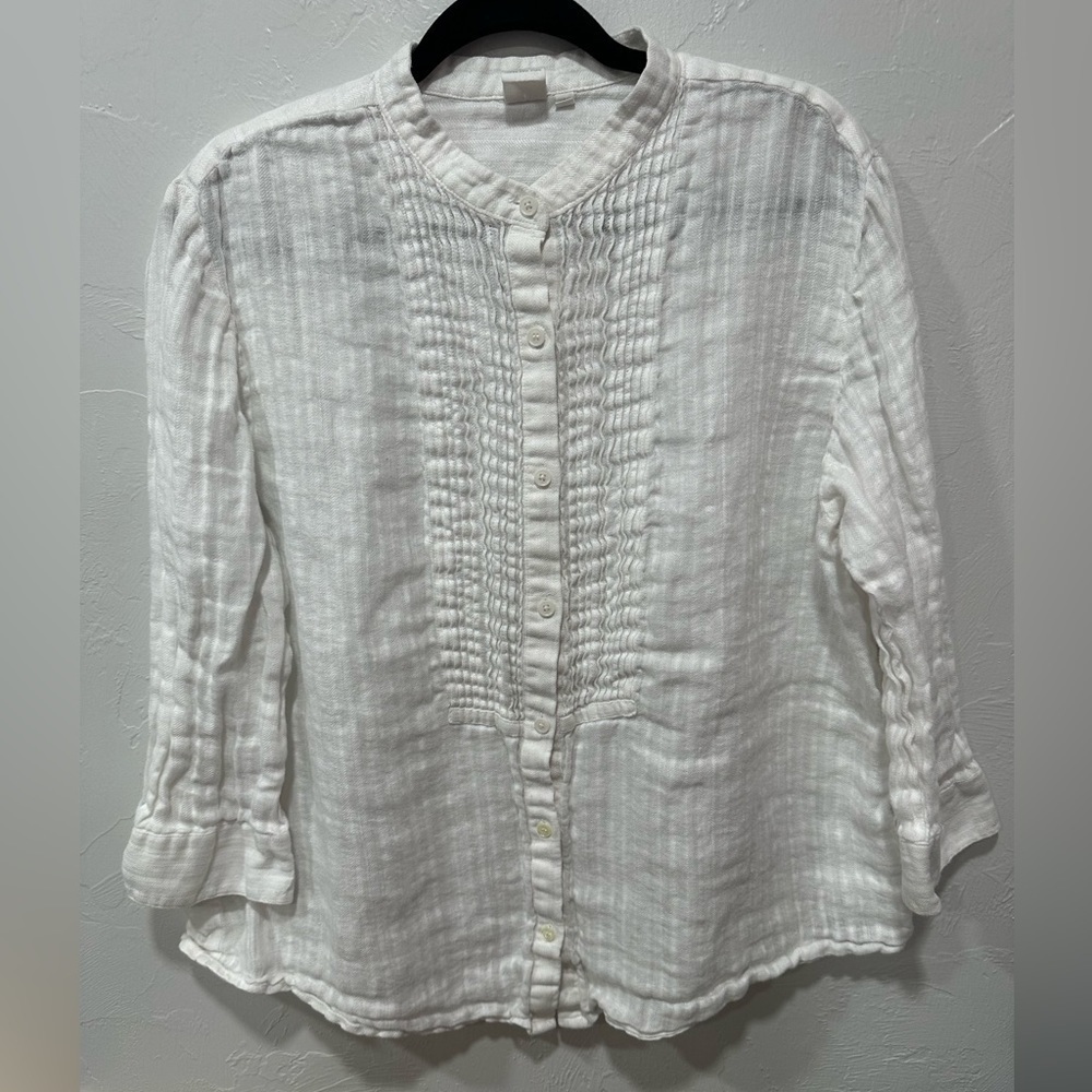 Jones New York 100% linen white top L